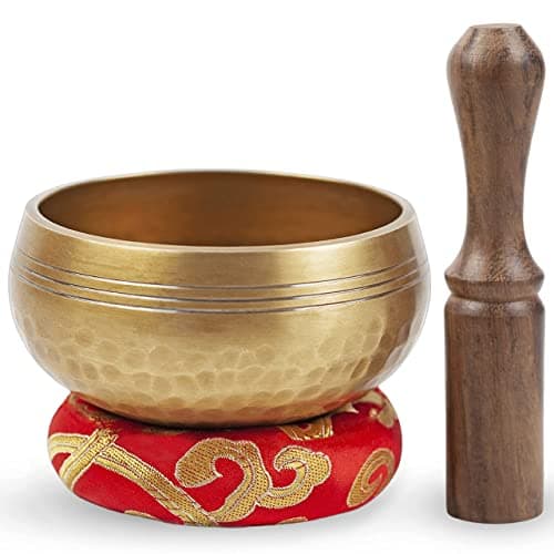 Tibetan Singing Bowl Set - Easy To Play for Beginners - Authentic Handcrafted Mindfulness Meditation Holistic Sound 7 Chakra Healing Gift by Himalayan Bazaar (3.5")