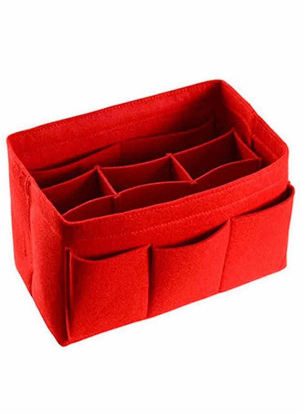Women Felt Purse Organizer Multi Pocket Tote Liner for Handbag Travel Storage Red Large Size