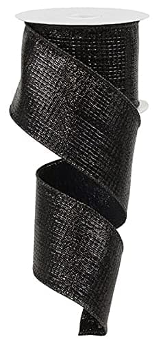 Metallic Wired Edge Ribbon 10 Yards Black 25 Inch