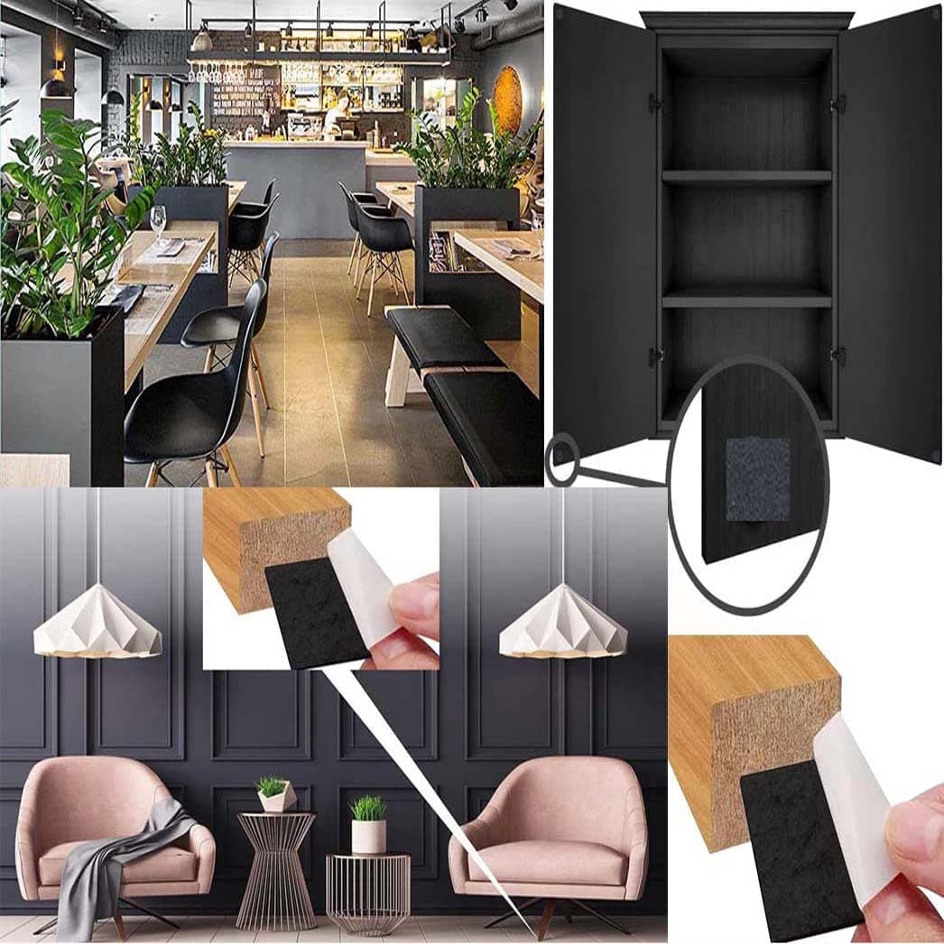 DIY Crafts 12, 75 X 75 mm Square, 12 Pcs, 75 X 75 mm Square, Black Furniture Felt Pads Self Adhesive Protects Kitchen Cabinets, Drawers Desks Furniture Against Bumps Scratches (12, 75 X 75 mm Square)