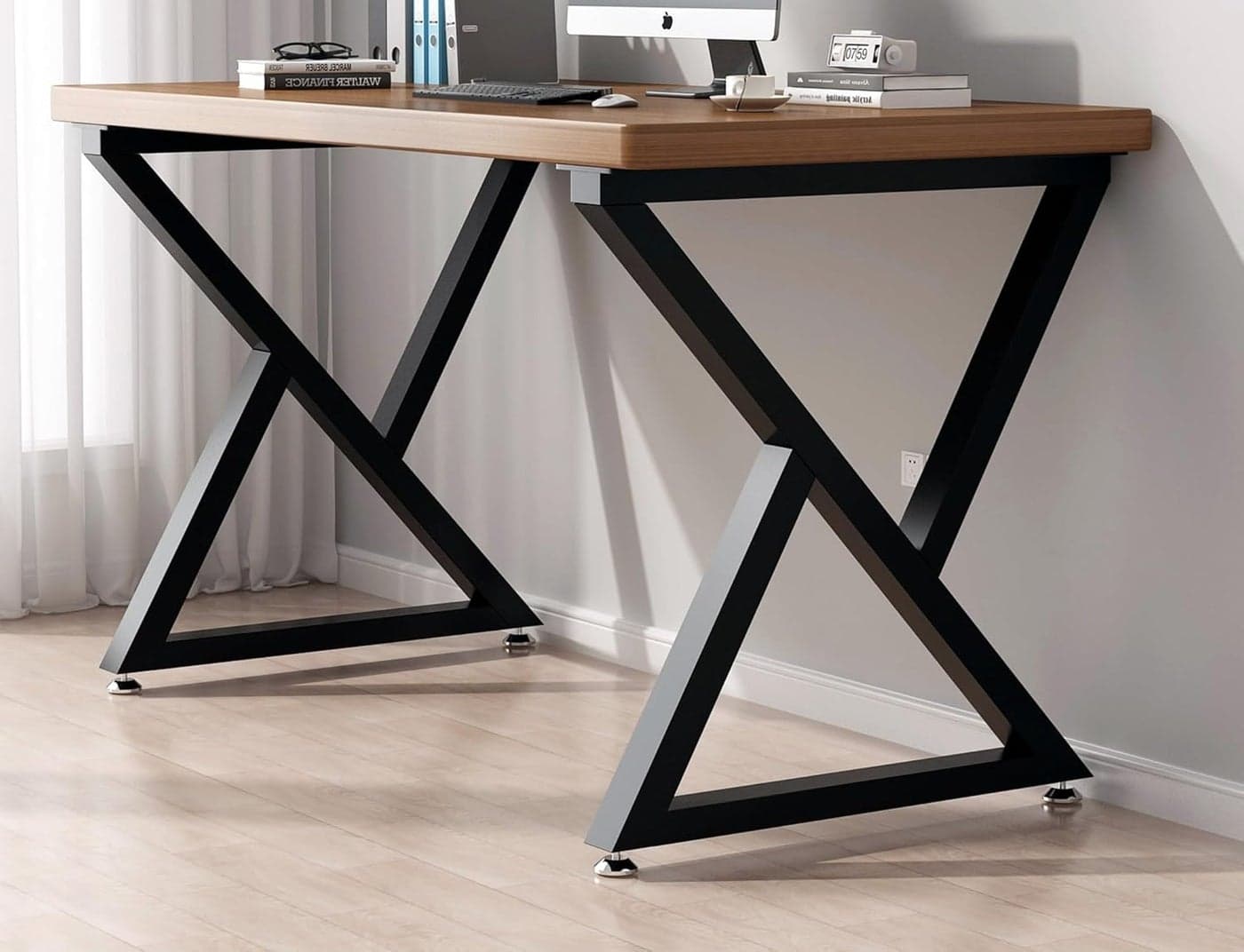 HOMEKAYT Metal Table Legs 28 inch Height x 24 inch Wide Industrial Modern Style Heavy Duty Metal Desk Legs for DIY Furniture Black Table Legs Set of 2Triangle Shape