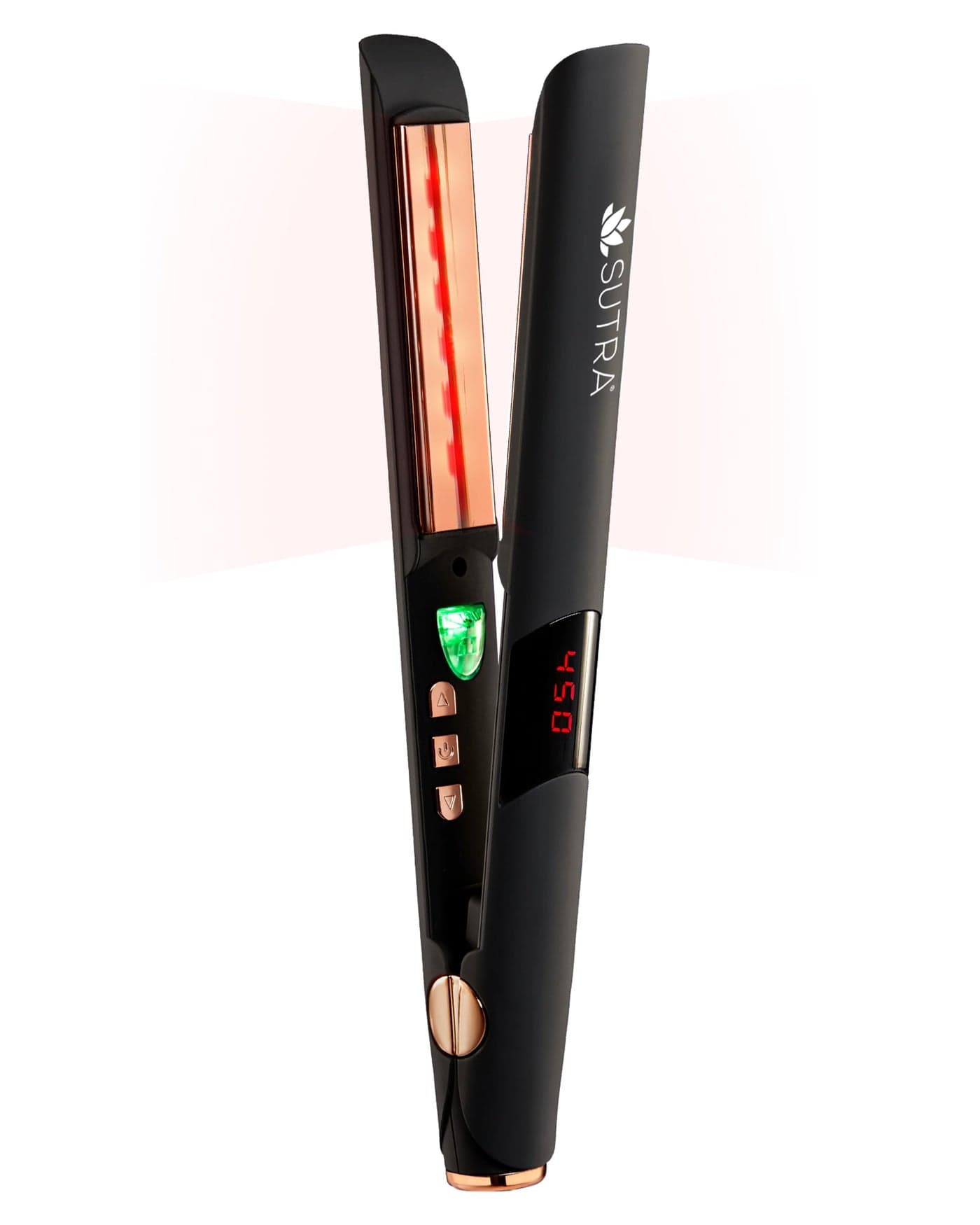 Sutra Professional IR2 Flat Iron, 1" - Ionic Infrared Hair Straightener with Adjustable Temperature, Auto Shut-Off & Swivel Cord - Straight Iron for Straightening Hair - Rose Gold Titanium Plate