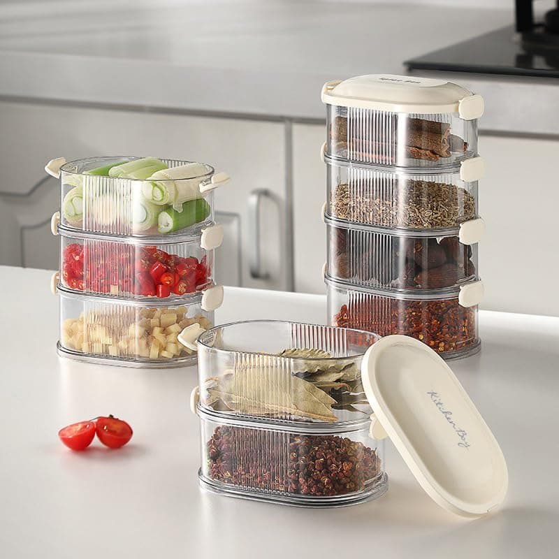 SIRTERIQ Storage Box For Kitchen Spice Container and Seasoning Multipurpose Leak Proof And Reusable Food Nuts Grain Dry Food Kitchen Organizers Set of 4 Multicolor Pack Of 1