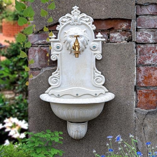 Sungmor Wall Mounted Garden Sink, Heavy-duty Cast Iron Decorative Mountable Faucet Washing Basin for Patio Garden Backyard Porch, Hand Wash Basin for Outdoor Events, Worksites, Camping