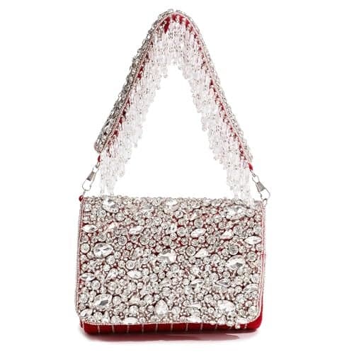 THE TAN CLAN Grace Red Flap Over Clutches for women Bag for Women– Elegant Evening Handbag, Stylish Purse, Perfect for Parties, and Special Occasions