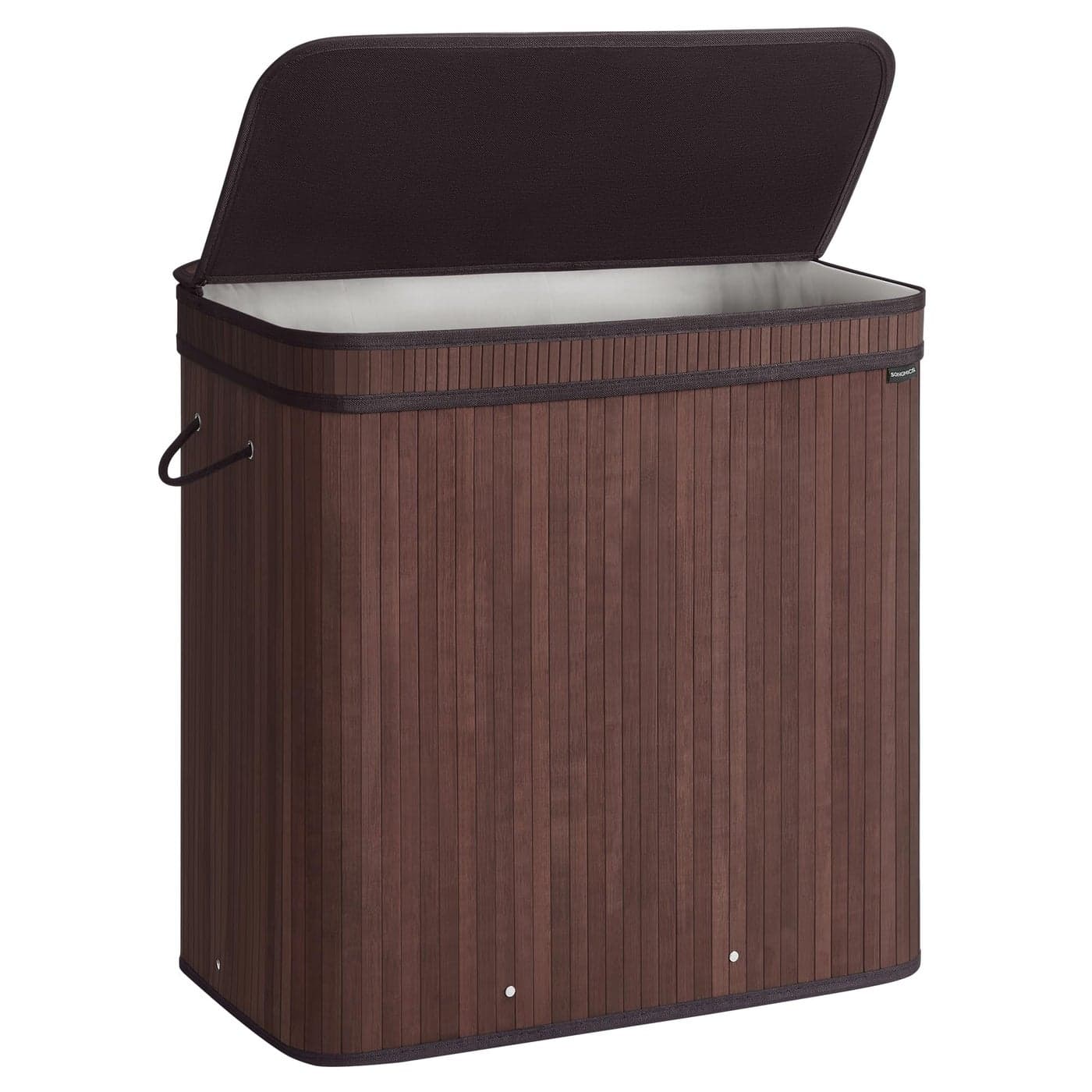 SONGMICS Laundry Hamper with Lid Bamboo Laundry Basket Removable Machine Washable Laundry Basket with Handles 396Gallons for Laundry Room Bedroom Bathroom Chestnut Brown ULCB062K01