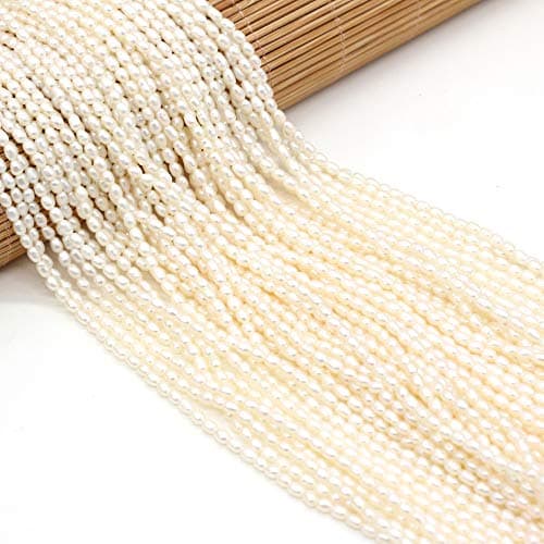 Natural Mini Pearl Beads Small Rice Shape Cultured Freshwater Pearl Bead String for Jewelry Making Women DIY Gift 253mm