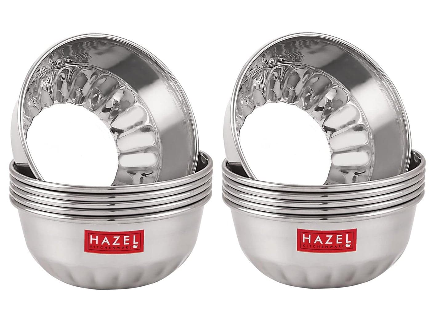 HAZEL Stainless Steel Serving Bowl Wati Dessert Vati Katori Set of 12 300 ML Each Silver