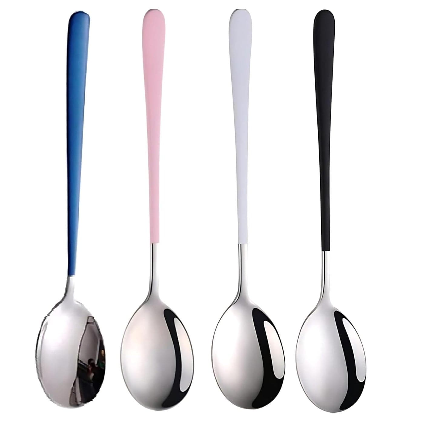NAIDEV Stainless Steel Long Handle Spoon Korean Spoon Set for Home Kitchen or Restaurant Kitchen Utensil Eating Tableware Cutlery silverware Dishwasher Safe Tea spoon Use for HomeRestaurantset of 4