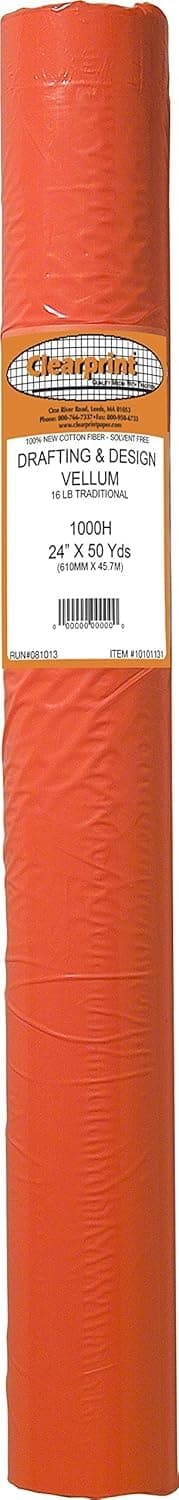 Clearprint 24" x 50 Yards 1000H Design Vellum Roll, 16 lb., 100% Cotton, 1 Each