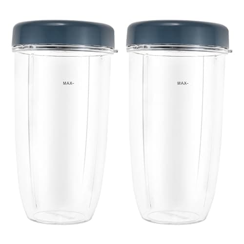 2 Pack Blender 32OZ Cup with Lid, Compatible with Nutribullet 600W 900W Blender Juicer Accessory