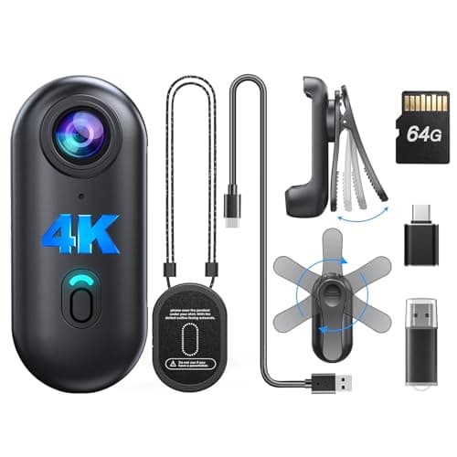 BOBLOV W4 4K Mini Body Camera Wearable 64GB Camera with 360Rotatable Clip Magnetic Clip 120 Minutes for recording Easy to Use and Take for Lecture Traveling Pet Walking and Outdoors Activities