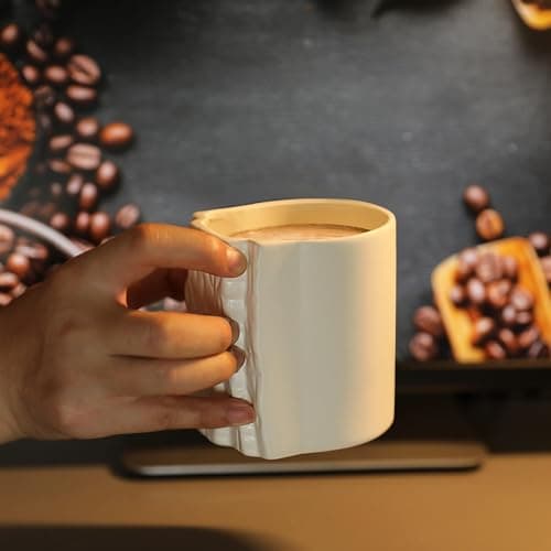 Vizava Rock Climbing Coffee Mug Fun Gift for climbers Limited Bone China Edition Pinch Grip Climber Mug Cup (12oz) Rock Climbing Gear-Great Pinch Hold Training for your Grip (Include Portable Spoon)