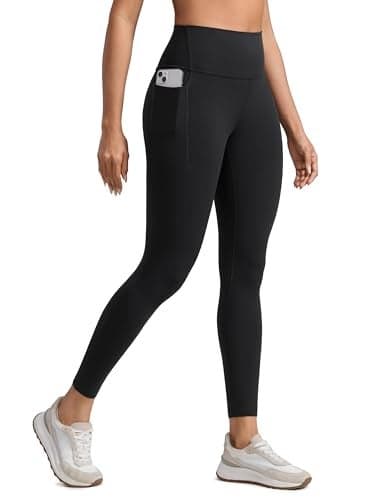 CRZ YOGA Butterlift Workout Leggings Pockets 25" - High Waist Pilates Athletic Gym Womens Yoga Pants Buttery Soft Black Medium