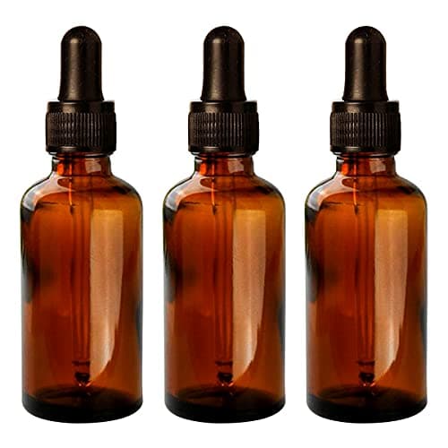 nsb herbals 50 ML Amber Round Empty Glass Bottle + Glass Dropper + Black Ring + Black Silicone Teat, Refillable, Reusable, Leak Proof For Essential Oils, Perfumes (Pack Of 3)