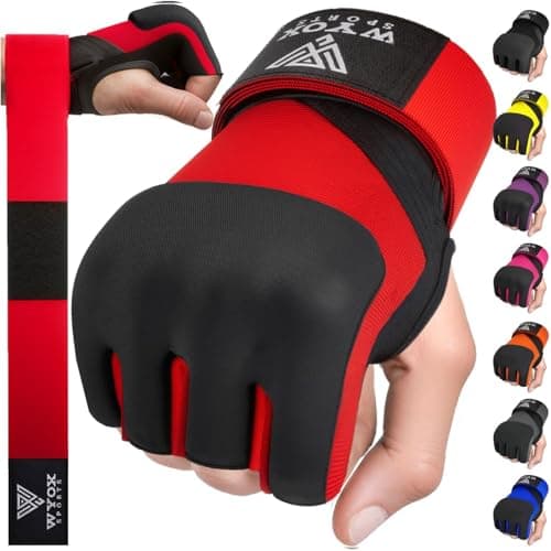 WYOX Gel Boxing Hand Wraps Inner Gloves for Men Women 80cm Quick Wrist Straps Padded Knuckle Protection for Muay Thai Kickboxing Hand Wraps for Boxing Martial Arts Red LXL