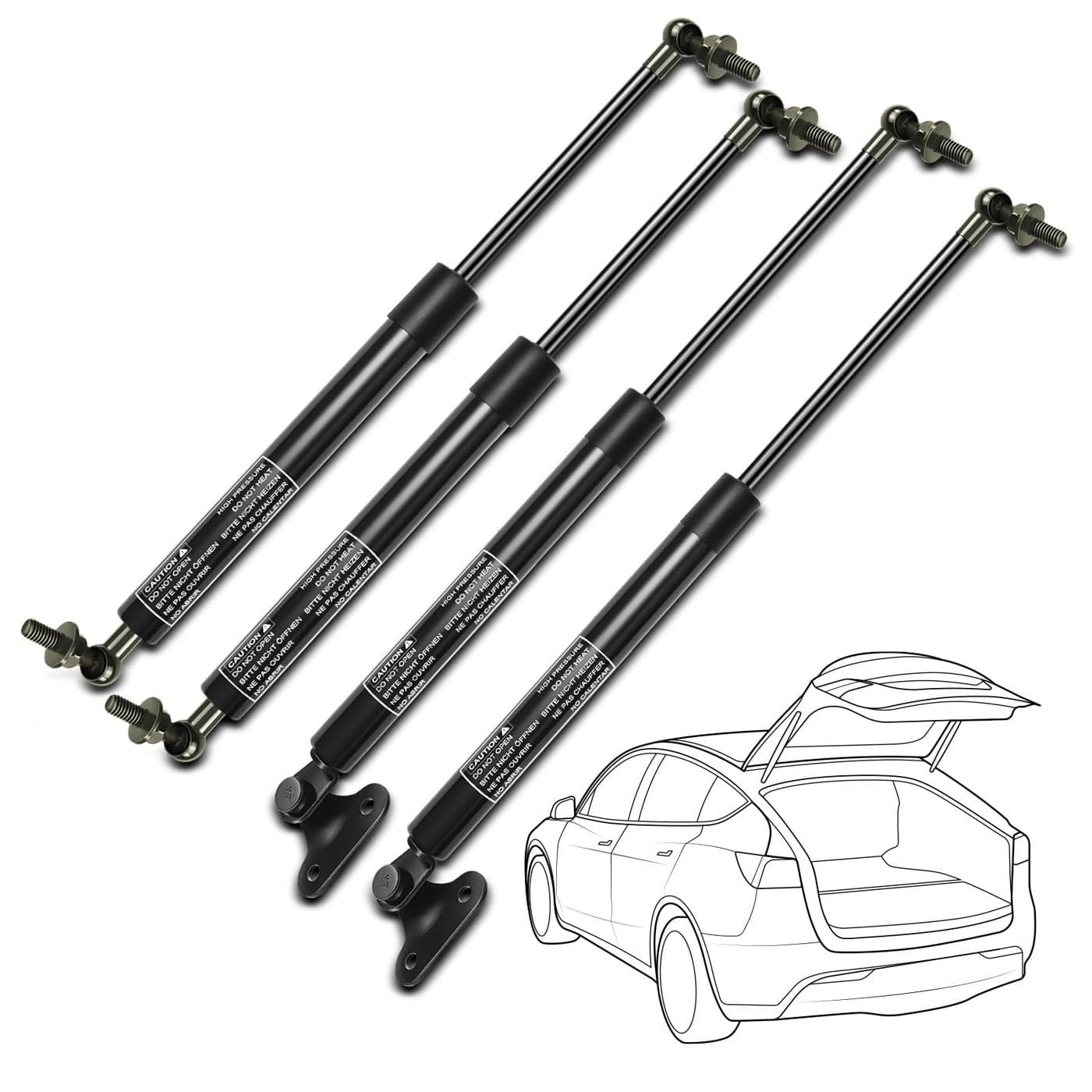 Set of 4 Lift Supports Gas Struts Replacement for Toyota Land Cruiser Lexus LX470 19982007 Front Hood and Rear Liftgate