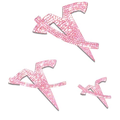 Yeapop Bling Pink Rhinestone Emblems for Tesla Model Y 6 Pcs Emblems Stickers for Front Trunk Rear Trunk Bedazzled Accessories for Y