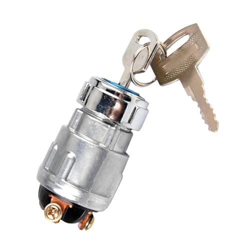 Bawkars Car Ignition Switch with 2 Keys Waterproof Starter Replacement Parts ON Off Start Ignition Switch Lock for Vehicle Truck Forklift Tractor Silver