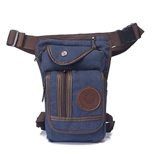 Hebetag Canvas Thigh Drop Leg Bag for Men Tactical Military Motorcycle Rider Multi-pocket Waist Fanny Pack Mens Travel Hiking Climbing Cycling Outdoors