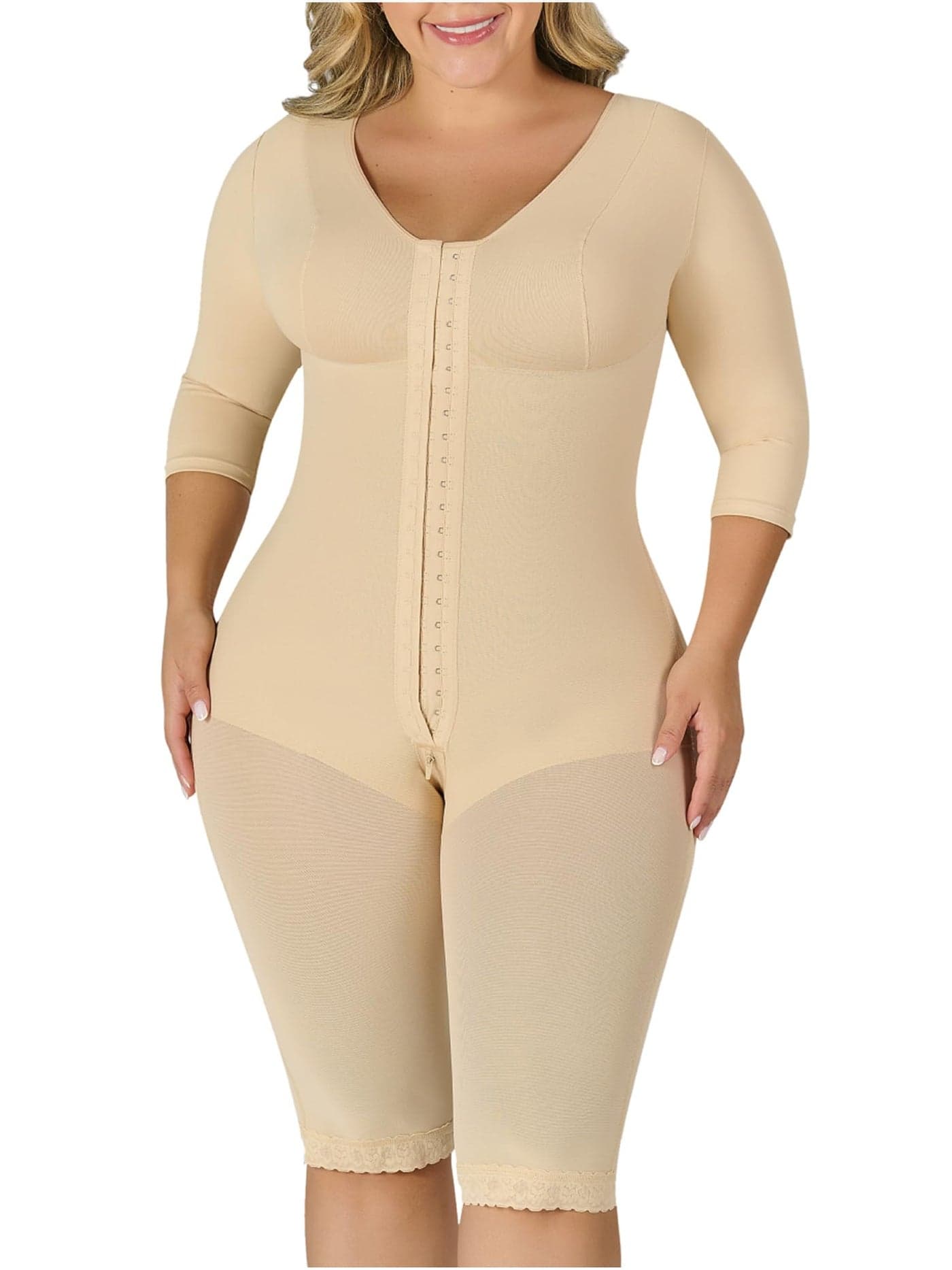 M&D Fajas Colombianas Post Surgery Tummy Tuck Compression Garment for Women BBL Faja Beige 2XL