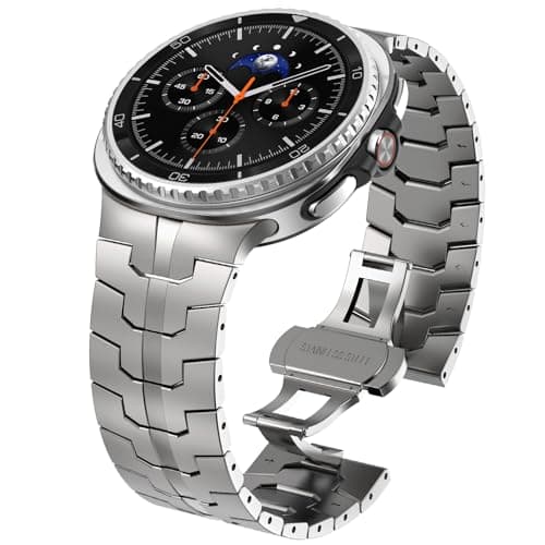 WINGLE Metal Bands for Galaxy Watch 8/8 Classic Band Samsung Galaxy Watch 8 Band 44mm 40mm 46mm Men Rugged Durable Armor Stainless Steel Strap Classy Elegant Casual Business Link Bracelet, Titanium