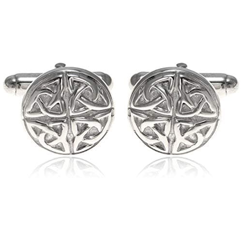 Alexander Castle Men's Cufflinks 925 Sterling Silver Celtic - 15mm Round Celtic Trinity Cufflinks with Jewelry Gift Box