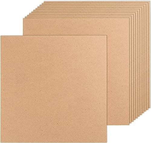 12 Pack MDF Wood Board for Crafts 12x12x1/8 Inch-3 mm Thick Medium Density Fiberboard Unfinished Wood Art Boards Blank Wooden Blocks Chipboard Panels for DIY Crafts, Painting, Engraving,Home Decor