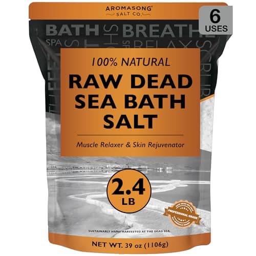 Aromasong Raw Dead Sea Bath Salt Minimally Cleaned Contains More Dead Sea Minerals Including Dead Sea Mud 100 Pure Natural Dead Sea Salts for Soaking 24 LB Bulk Resealable Pack