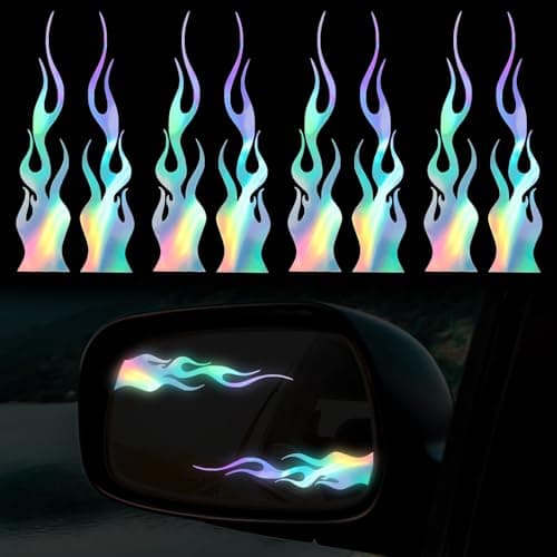 8pcs Flame Reflective Stickers, 5.9"X1.2" Flame Decals for Sports & Bikes, Skateboards, Laptop & DIY Decoration, Reflective Decals
