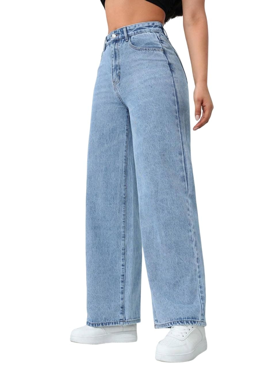 TAGAS Women's High Waisted Wide Leg Jeans – Baggy Denim Pants, Loose Fit Casual Straight Leg Pant for Girls & Womens (WDJ-6-SKY BLUE-26)