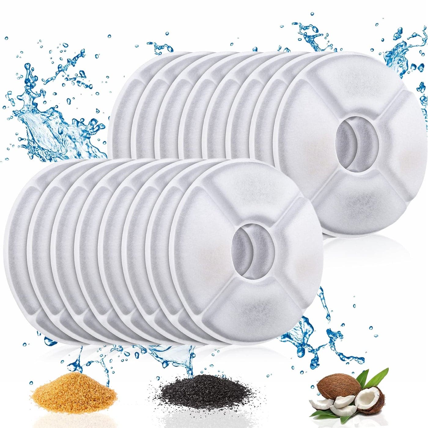 ITidyHome 16 Pack Cat Water Fountain Filters of Pet Fountain Replacement Filterfor most 81oz24L Automatic Pet Cat Dog Water Fountain Dispenser