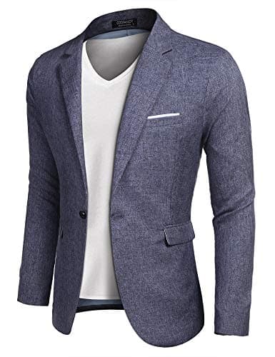 COOFANDY Men's Blazer Casual Sport Coats Slim Fit One Button Suit Jacket Lightweight Sports Jacket (Blue,Medium)