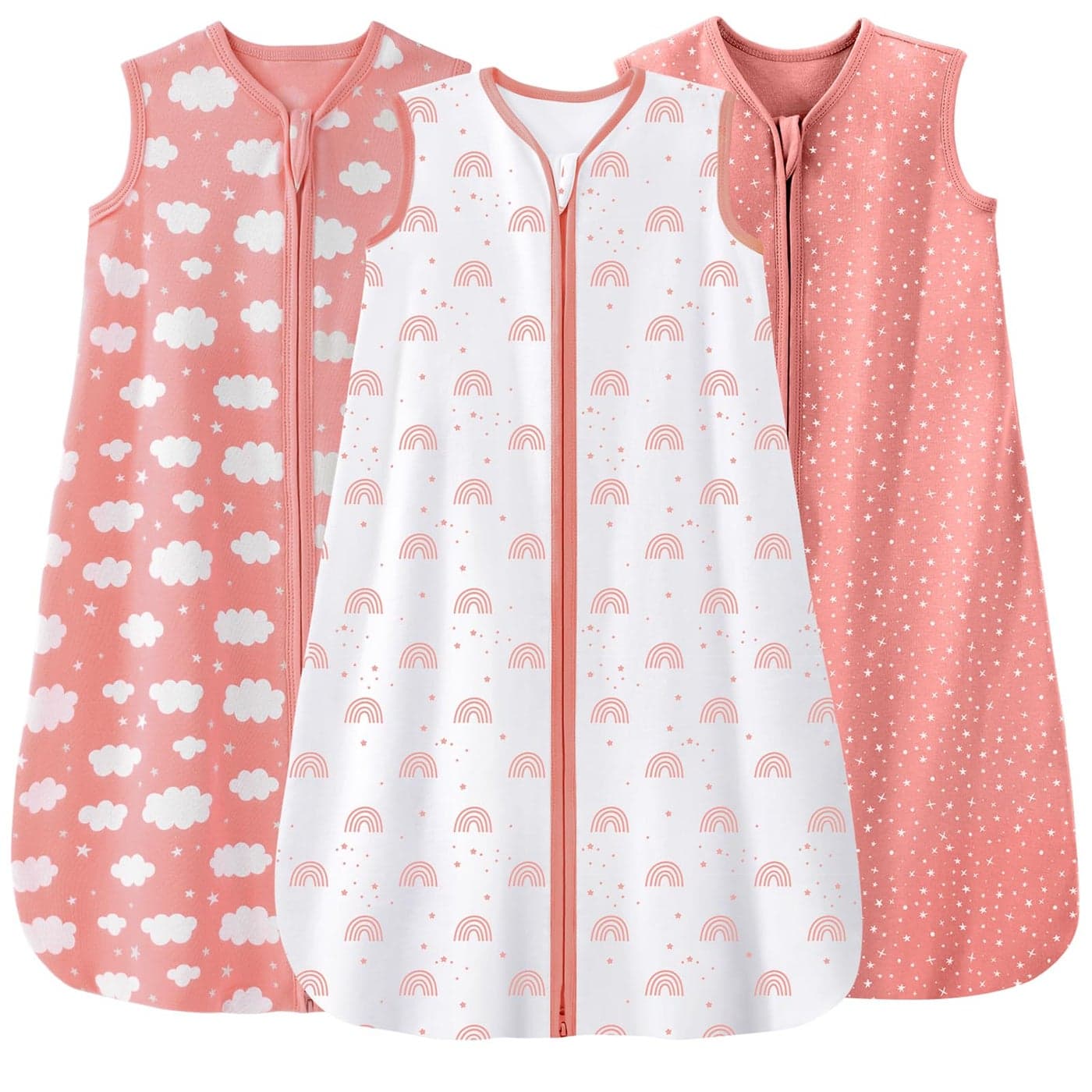 Unnivoll Baby Sleep Sack 1218 Months 3 Pack 100 Cotton Lightweight 05 TOG Wearable Blanket Baby Sleep Bag with 2Way Zipper for Infant Toddler Pink