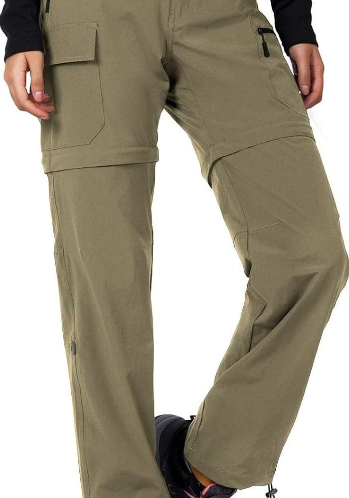 Cycorld Women's Convertible Quick-Dry Stretch Lightweight Zip-Off Hiking Pants with 5 Deep Pockets - Khaki, Small