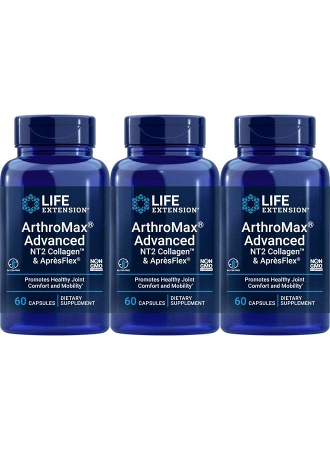 ArthroMax Advanced with NT2 Collagen & ApresFlex, 60 Capsules (Pack of 3)