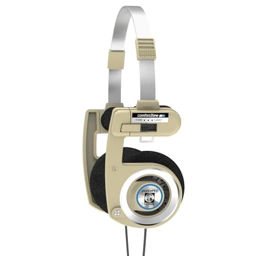 Koss Porta Pro Limited Edition On-Ear Headphones, in-Line Microphone, Volume Control and Touch Remote Control, Retro Style, Includes Hard Carry Case, Wired with 3.5mm Plug, Rhythm Beige