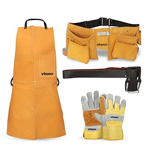 VISKO Tools Kit With Carpenter's Apron, Tool Belt With 5 Pockets, Welding Hand Gloves (VLB 024)