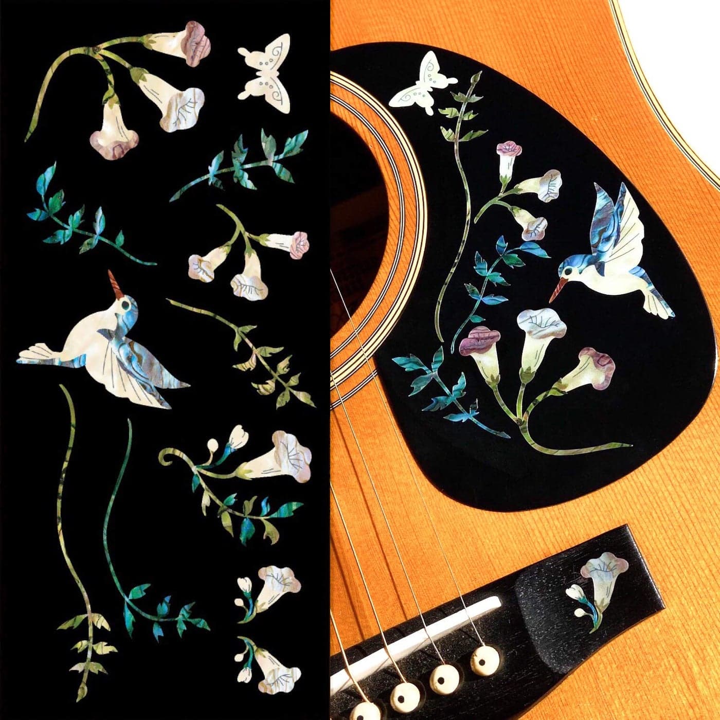 Assorted Hummingbird Inlay Stickers Set Abalone Blue