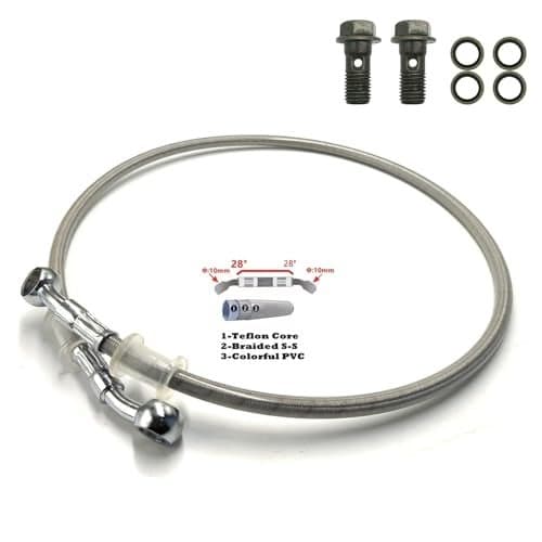 SPNUVR Universal Motorcycle Brake Tubing 2828 Degree Braided Brake Hose Line Steel Brake cable Hydraulic pipe Compatible with motorcycle Universal Racing Cruiser Chopper Dirt Bike 60CM2362