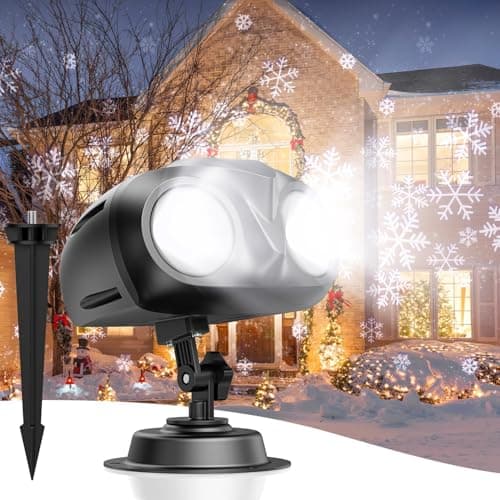 Hiketrax Christmas Snowflake Projector HD Lights Outdoor, Dual-Head Snowfall Led Lights with Remote, IP65 Waterproof, for Halloween Xmas New Year Holiday Party Decoration