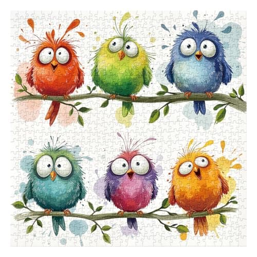 Funny Birds Puzzles for Adults 1000 Pieces Cute Colorful Cartoon Animal Jigsaw Puzzle Challenging Bird Art Puzzle for Family Home Decor