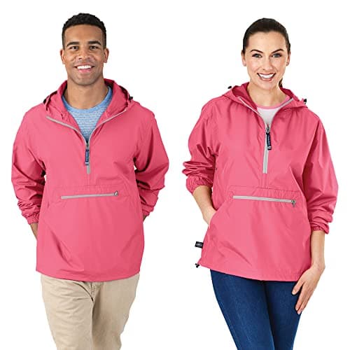 Charles River Apparel Pack-N-Go Wind & Water-Resistant Pullover (Reg/Ext Sizes), Coral, XL