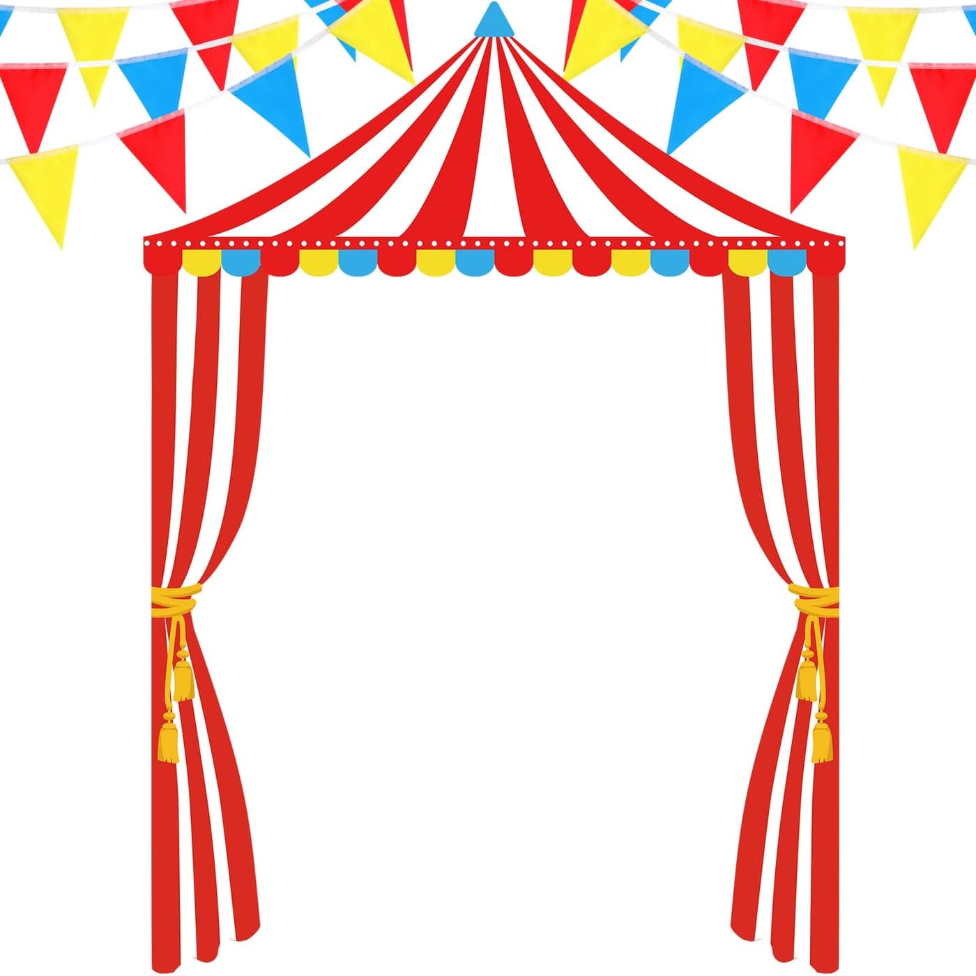 Ziliny 4 Pcs Halloween Carnival Banner Decorations Circus Tent Awning Halloween Red and White Striped Tent with Pennant Banner for Classroom Concession Stand DecorationsCute Style