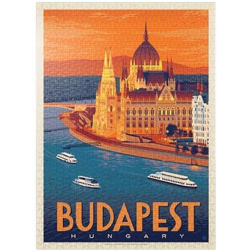 MyPuzzle Hungary Budapest Vintage Poster Premium 1000 Piece Jigsaw Puzzle for Adults