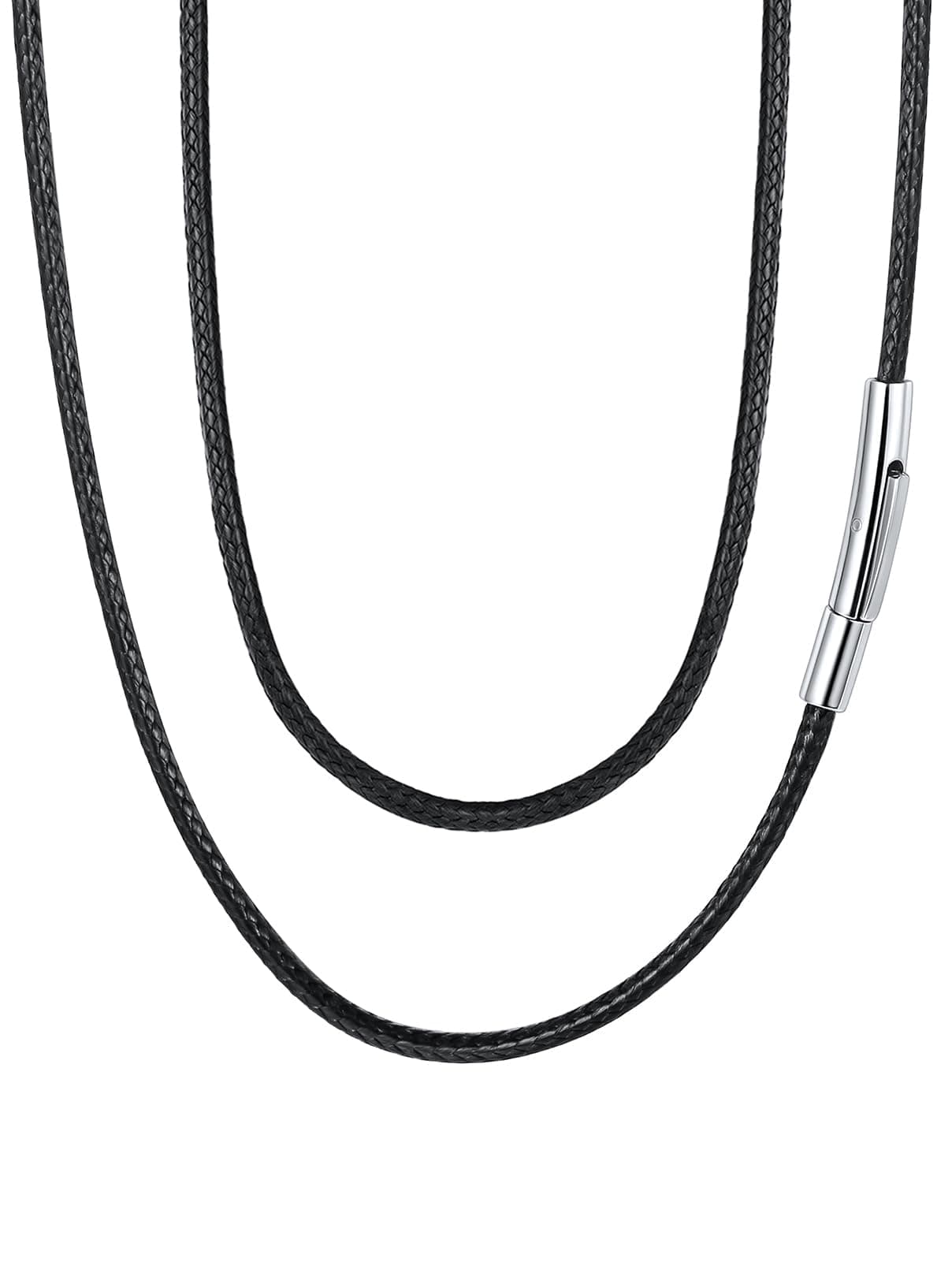 FaithHeart Black Cord Necklace Mens 20 Inch Leather Chain Jewelry Solid Waterproof String Wax Rope Neck Chains for Men Birthday Gift