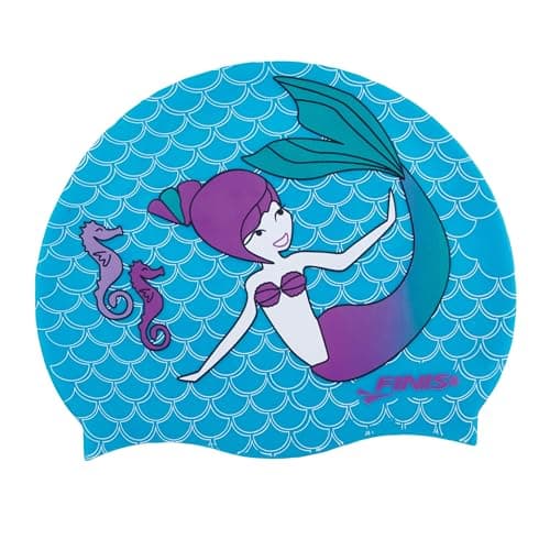 FINIS Mermaid Kids Swim Cap - 100% Silicone - Fun Prints - Universal Fit - Chlorine Protection - Paradise
