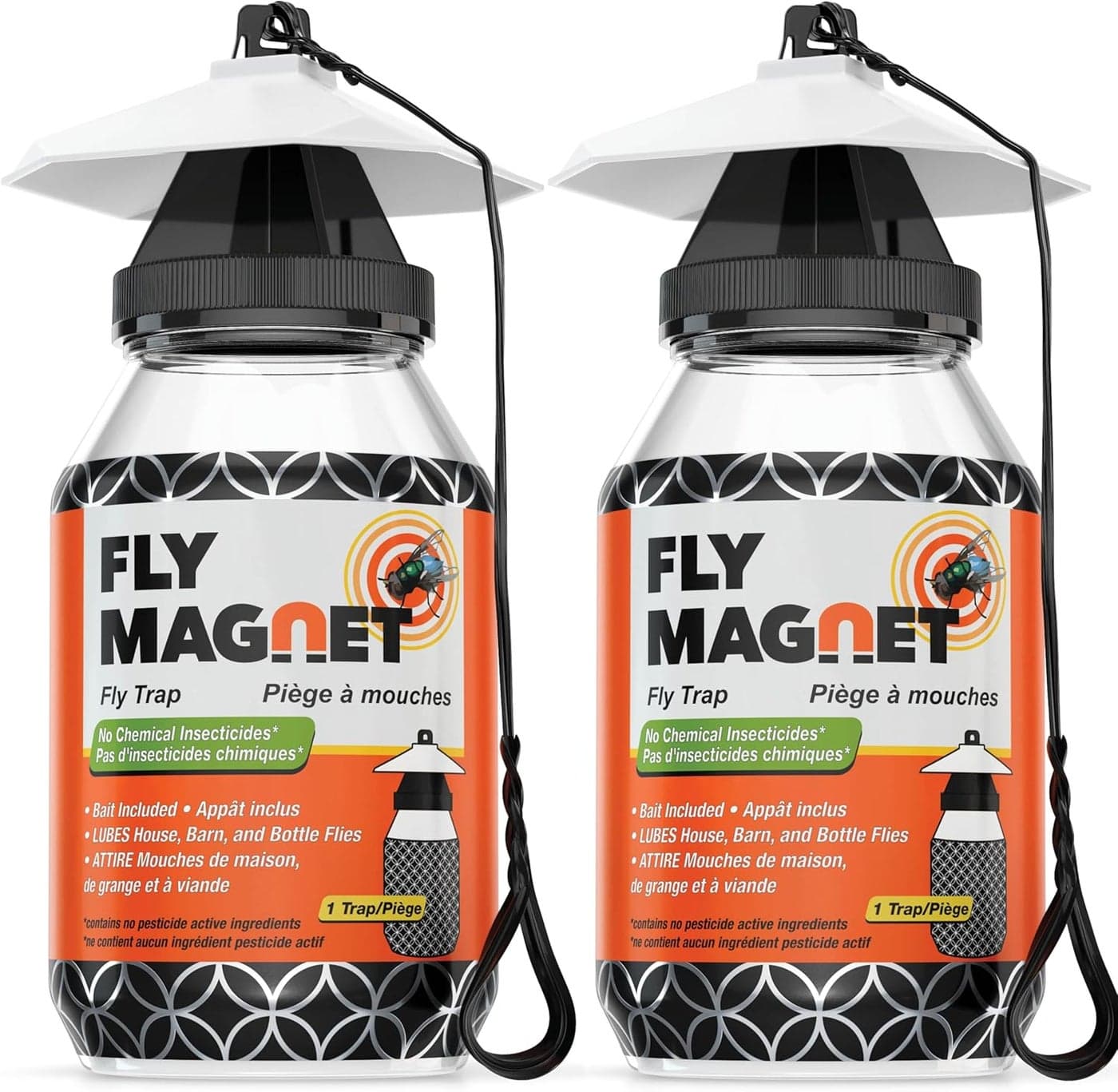 Outdoor Fly Trap 2 Pack Fly Traps Outdoor with Dissolvable NonToxic Bait Controls Flies for Patios Hanging Fly Traps with Tie Included