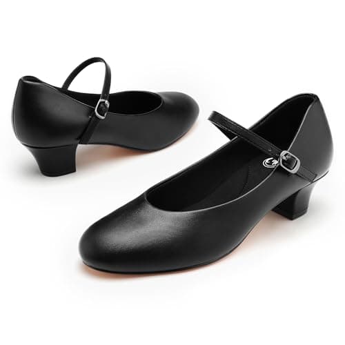Stelle 1.5" Character Shoes for Women Dance Shoes Stylish Ankle Strap for Ballroom Salsa Tango Flamenco Latin(Black,8MW)