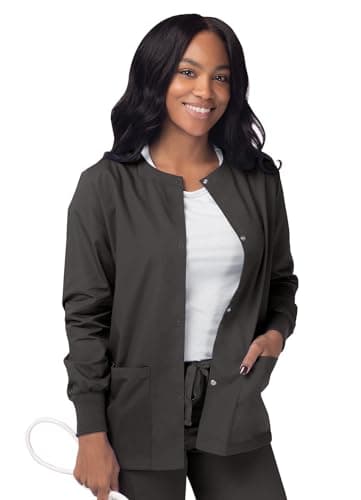 Sivvan Scrubs for Women - Front Snap Warm - Up Jacket - S8306 - Charcoal - XL